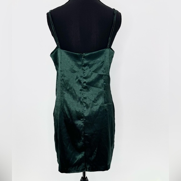 Lulus Simply Sultry Forest Green Satin Short‎ Mini Camisole Slip Dress, Size L - Picture 6 of 16